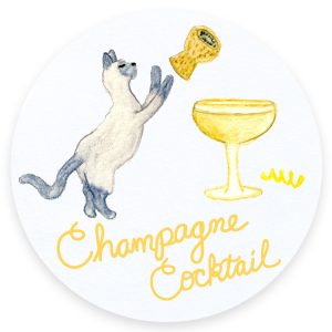 Champagne Cats and Cocktails Illustration