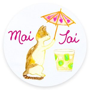 Mai Tai Cats and Cocktails Illustration