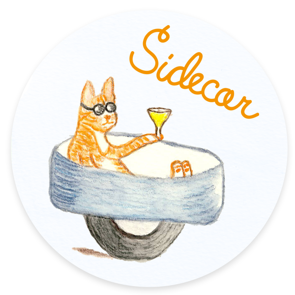 Sidecar Cats and Cocktails Illustration